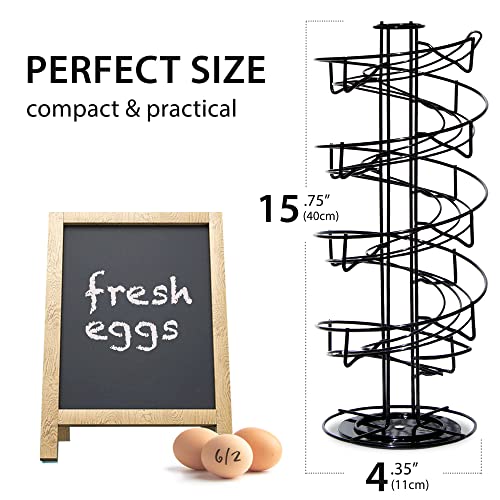 Shop Square Spiral Egg Holder Countertop - Holds 3 Dozen - Fresh Egg Storage Skelter Rack for Counter with Non-Slip Base, Black