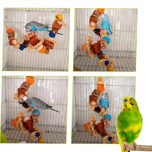 Natural Bird Rope Perches Toys, Birdcage Hanging Chew Toys | Parakeet Swing Chew Toys, Birdcage Hanging Toys, For Conure Cockatiel Budgies Lovebird Parrot