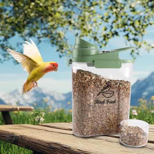 Bird Seed Storage Container,Pet Food Storage Containers with Handle and Measuring Cup/Lid,Airtight Bird Food Storage Container for Wild Bird Feeders Dispenser Hermetically Or Outdoor Feeding