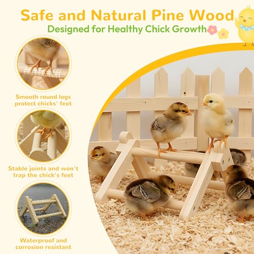 INNOALND Chick Perch Foldable, Chick Toys Stable & No Assemble | Baby Chick Toys for Stand Training, 8.27" × 7.68" × 4.92" Roosting Perch for Chicks Brooder | Coop (S) - size: 8.27" × 7.68" × 4.92"