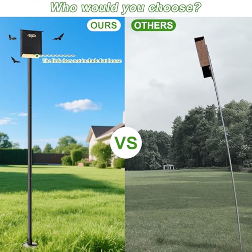 15ft Bat House Pole, 1.9in Diameter Heavy-Duty Galvanized Steel Outdoor Purple Martin Bird House Pole with Ground Socket, Including Bat House Installation Bracket, Black - size: 15FT