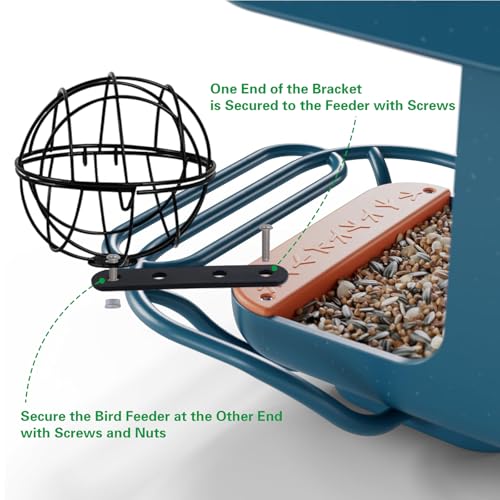 2 Pack Metal Suet Ball Holders with Metal Perch Extender, Compatible with BirdBuddy Smart Feeders & Others with Ready 5 mm Screw Hole, Bird Feeder Accessories