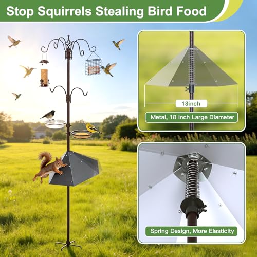 83" Bird Feeding Station Kit with Metal Squirrel Baffle, Heavy Duty Metal Bird Feeding Station with Seed Tray＆Mesh Basket, Easy Assembly Ground Mounted Bird Feeder Pole for Garden Yard Outdoor - size: 83"Bird Feeding Station with Squirrel Baffle