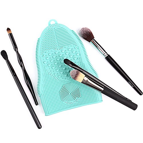 Makeup Brush Cleaner Glove Mat Mitt Silicone Cosmetic Cleaning Scrubber Tool Face Brushes and Eye Brush Washing Pad Mint Green - color: Green