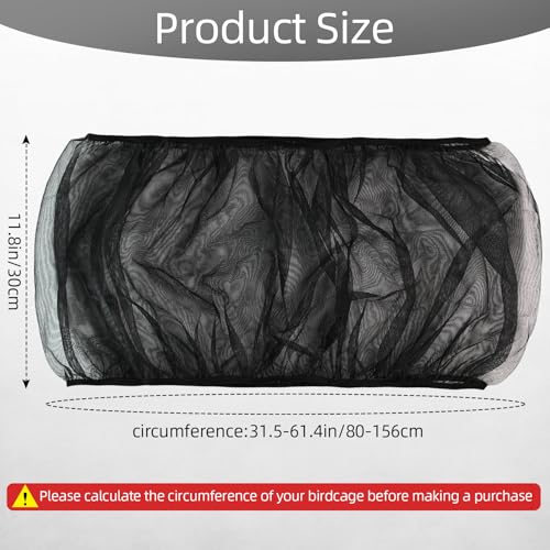 Bird Cage Seed Catcher Guard, Adjustable Stretchy Net Cover for Parrot Enclosures, Bird Cage Skirt Netting, Seed Catcher for Protective Shield for Parrot Enclosures (Black) - color: Black