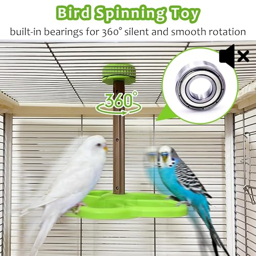 Washable Bird Spinning Perch Toy, with 1.8'' Washer Fit Most Cages | 360° Rotation Perch with Anti-Slip Texture, Sturdy Hanging Parakeet Cage Toy for 1-2 Birds Cockatiels Budgies Lovebirds - color: Green