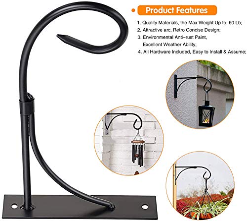 11in Wall Hook for Hanging Outdoor Lights,Sturdy Plant Bracket for Patio | Rustproof Metal, Holds 40lbs, Strong Hanger for Patio Lights, Lanterns, Plants, Bird Feeders, Porch, Deck, Garden