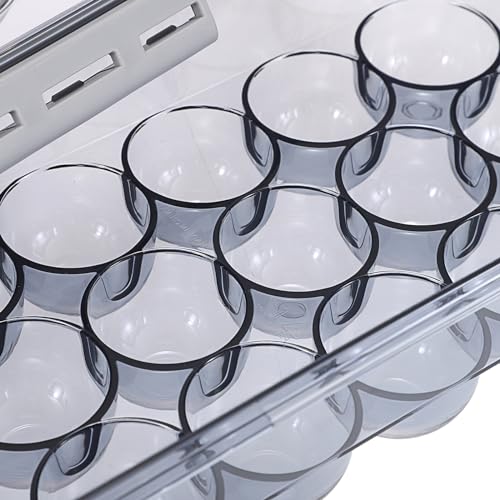 BSTKEY Egg Holder for Refrigerator, Egg Container with Time Scale, Egg Holder with Lid for Kitchen Storage, Stackable Tray for 18 Eggs - size: Hold 18 eggs