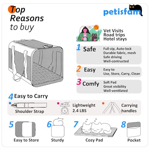 Soft Pet Carrier for Large and Medium Cats, 2 Kitties, Small Dogs. Easy to Get Cat in, Great for Cats that Don't Like Carriers (Blue) - color: Blue