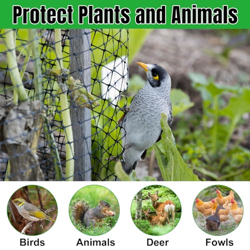 NONMON Bird Netting Deer Fence Netting 5 x 100FT Heavy Duty Garden Netting | Protection Net for Chicken Coop, Protect Fruit Trees, Plants and Vegetables Against Birds, Deer, Squirrels and Other Animals - size: 5 x 100ft - 1 Pack