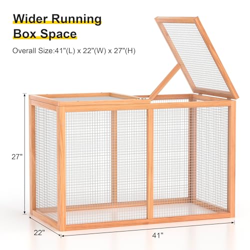 GOJOOASIS 40" Wooden Chicken Run Coop Outdoor Hen House | Poultry Cage, Fir Wood Build, Galvanized Wire Fence, Lockable Entrance, Holds 2-4 Chickens, for Backyard Garden Use - size: B