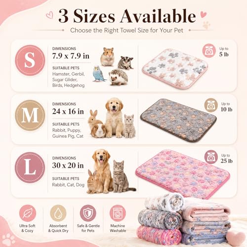 Grddaef Guinea Pig Fleece Blankets 6 Pieces Waterproof & Washable Small Animal Cage Liners Sleep Mat Bedding Pad for Hamster Chinchilla Rabbit Hedgehog (S-7.9 x 7.9 Inch) - size: S-7.9 x 7.9 Inch