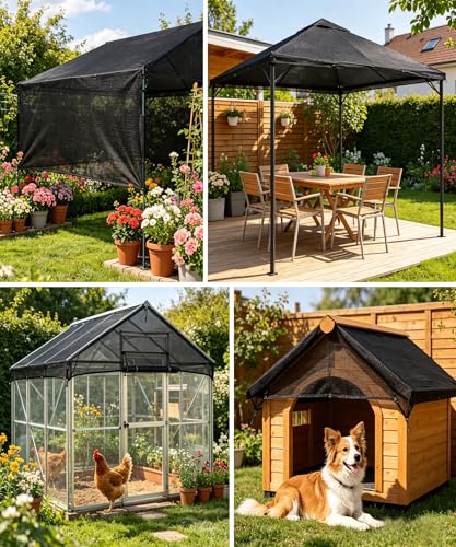 40%-50% Black Garden Shade Cloth,10X12FT Mesh Tarp with Grommets | Sunshade Net for Vegetables, Greenhouse, Plants Cover, Patio, Chicken Coop, Barn & Kennel, Tomatoes - size: 10 FT X 12 FT, style: 40% Shade