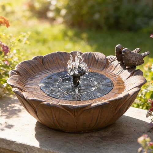 Solar Bird Bath Fountain,Sunflower with Resting Bird,Solar Powered with 3 Nozzles,Outdoor Garden Bird Bath,Solar Water Fountain for Bird Bath,Hummingbird Bird Bath for Outdoor