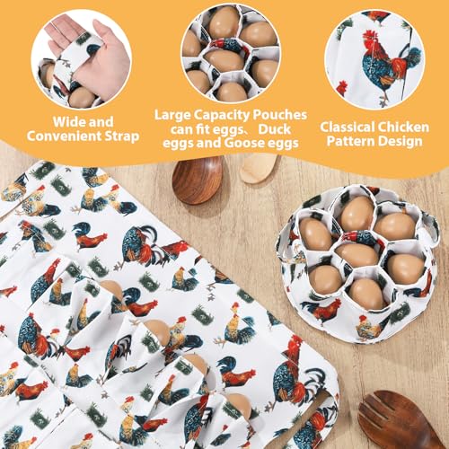 Egg Collecting Apron and Basket, 12 Pouches Chicken Egg Apron, 7 Pouches Chicken Eggs Basket, Collector Chicken Eggs - color: Grass-nest Chicken, Half-body