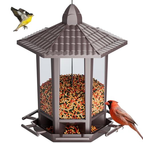 Birdream Hanging Bird Feeders for Outdoor, Fun Installation Pagoda Design Wild Birdfeeder, Attracting Wild Birds Sparrows Finch Cardinal Goldfinch Chickadee - Brown - color: Brown, size: 1 PACK