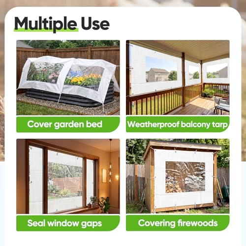 Quictent 6.6x4 FT Chicken Coop Cover Heavy Duty Winter Wrap with Window, Waterproof Chicken Run Tarp, Windproof Insulation Shield, 20 Ball Bungees (Side Panels, 2 Packs)