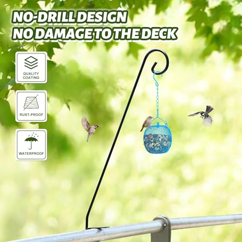 Heavy Duty Extensible Deck Hook - Adjustable for Hanging Bird Feeders, Plants, Suet Baskets, Wind Chimes, Lanterns - size: 28in Long Curled Hook-1 Pack