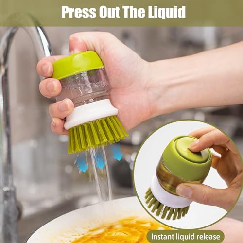 Soap Dispenser with Dish Brush and Storage Bracket, Easy to Clean Kitchen Utensils and Sink, Gray - color: Gray