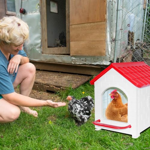 Waterproof Plastic Chicken Nesting Box & Compact Hen House for Coop | Comes with Washable Nesting Pad, Easy-Clean Spacious Nesting Box, Suitable for Hens, Ducks, Rabbits & Backyard Poultry - color: Red