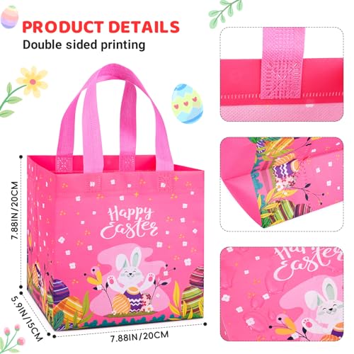 8PCS Easter Gift Bags, Reusable Easter Basket with Handles, Non woven Bags | Non woven Treat Bags for Egg Hunt Game Party Supplies - color: Style 1