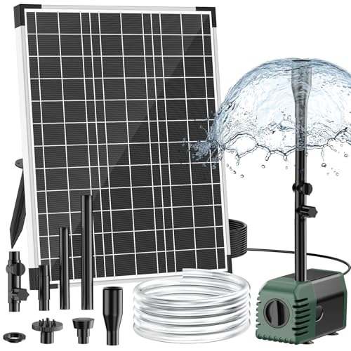 20W Solar Fountain Pump, 160GPH Solar Powered Water Pump with Adjustable Flow, Solar Pond Pump with 16.4FT Cord & Tubing for Pond, Waterfall, Garden, Bird Bath & Outdoor Water Features - size: 20W