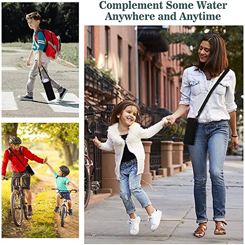 AMARY 500ML Neoprene Water Bottle Carrier Bag with Adjustable Shoulder Strap,Insulated Water Bottle Cover for Stainless Steel/Glass/Plastic Bottles 16.9OZ (Black) - color: Black