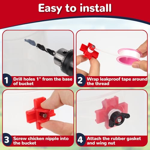 12 Pcs Horizontal Chicken Waterer Nipple, Automatic Poultry Nipple Watering | Leakproof Poultry Watering System with Drill Bits; Water Saving; Easy to Install; For Poultry Coop Ducks