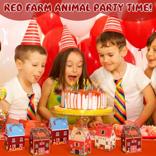 Zhanmai 48 Pcs Farm Animal Treat Boxes Candy Mini Cow Barnyard Boxes Farmhouse Paperboard Gift Bags for Holiday Party Treat Cookie Goodie Snack Gift Packaging - style: Summer Farmhouse
