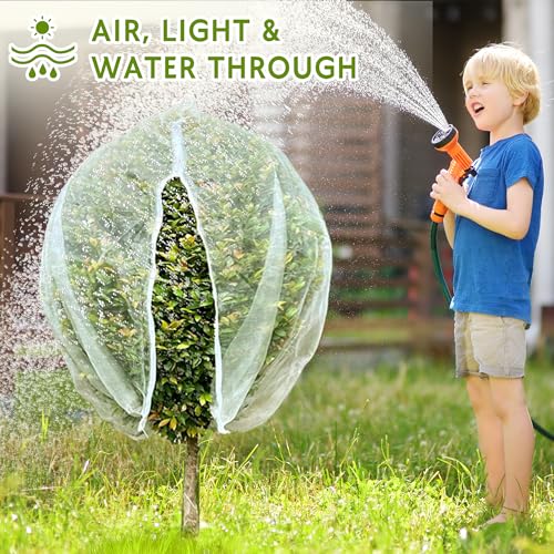 2 Pack Fruit Tree Netting Bags with Zipper and Drawstring, 6 x 6ft Ultra Fine Mesh Garden Netting Plant Cover, Bird Netting for Blueberry Bushes, Fruit Trees, Flowers (White, 6 x 6 ft) - color: White, size: 6 x 6 ft