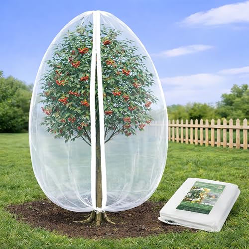 Jevrench 1 Pack 8 x 8ft Garden Netting for Plants, Fruit Tree Netting with Zipper & Drawstring, Bird Netting for Garden Protection, Blueberry Bushes, Tomato Plants & Fruit Trees - size: 8 x 8ft – 1 Pack