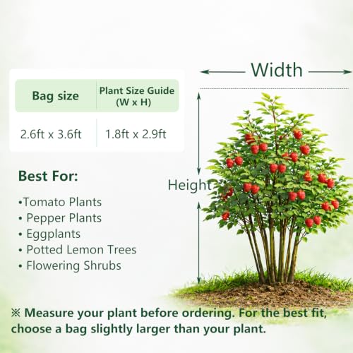 Jevrench 8 Pack 2.6 x 3.6ft Garden Netting for Plants, Fruit Tree Netting with Zipper & Drawstring, Bird Netting for Garden Protection, Blueberry Bushes, Tomato Plants & Fruit Trees - size: 2.6 x 3.6ft – 8 Pack