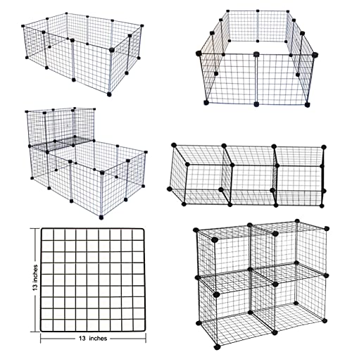 LANGXUN 16pcs Small Animal Playpen with Waterproof Mat, Pet Playpen, Rabbit Guinea Pig Cages, Puppy Kitten Playpen | Indoor & Outdoor Portable Metal Wire Yard Fence 13"x13" - style: 16 Metal Panels & Mat(13'' x 13")