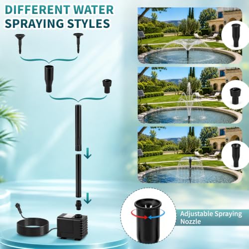 25W Solar Fountain Pump with 16.4FT Extra-Long Cable for Garden | Upgraded Solar Powered Water Fountain with High‑Efficiency Solar Panel & 3 Adjustable Nozzles for Bird Bath, Pond, Outdoor - color: 25w Solar Fountain