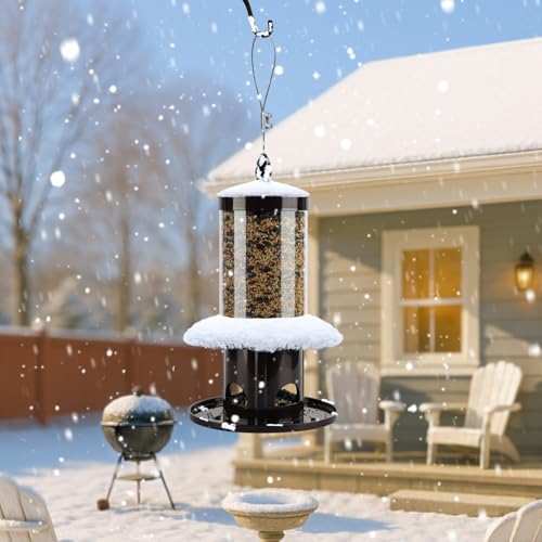 Squirrel-Proof Bird Feeder for Outdoor Hanging Wild Bird Seeds. - color: 11"H Bronze