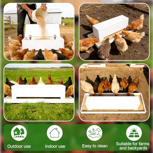 Large Chicken Feeder Trough 38", Heavy Duty Wooden Chicken Feeders with Crossbar, Holds 12 Chickens with Feed Storage Cabinet,Poultry Feeder Trough for Duck Geese Turkey Pigeon