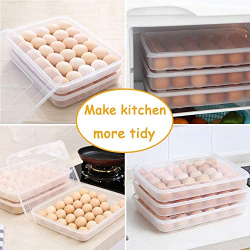 Covered Egg Holder for Refrigerator,30 Deviled Egg Tray with Lid,Plastic Egg Containers,Fridge Egg Dispenser Egg Storage Box - style: Clear-30 eggs