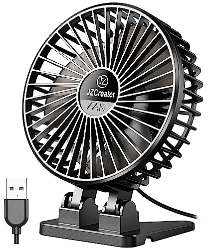 JZCreater USB Desk Fan, Mini Portable, 3 Speeds - Quiet Personal Cooling Fan for Home Desktop Office Travel Bedroom, Deep Black (2Pack) - color: Deep Black 2Pack