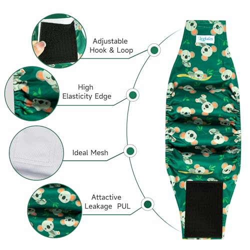 Leekalos Male Dog Diapers, Dog Belly Bands for Male Dogs | Wraps Washable Doggie Diapers High Absorbing Dog Belly Bands - color: Octopuses+Plain, size: Small(11"-14")