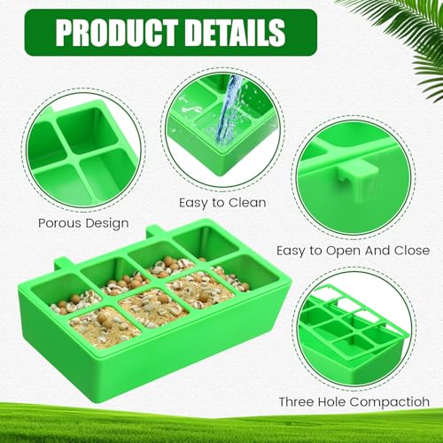 Honeydak 8 Pack No Mess Quail Feeder Trough Removable 8 Slots Hanging Chicken Feeder Bowl Water Trough Food Dispenser Tool for Pigeon Chicks Quail Parrots Duck Bird Poultry Animal