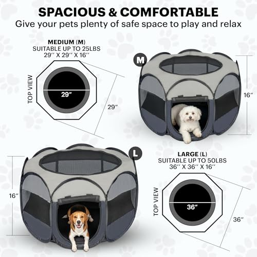 LAFYETTE. - USA Based, Dog Cat Playpen, Puppy Kitten Pet Playpen Indoor Outdoor, Portable Pop Up Dog Kennel Tent Crate Cage for Dog Cat Rabbits, Foldable Pet Enclosure, Removable Top Cover, 29" x 16" - size: Medium (29"L x 16"H)