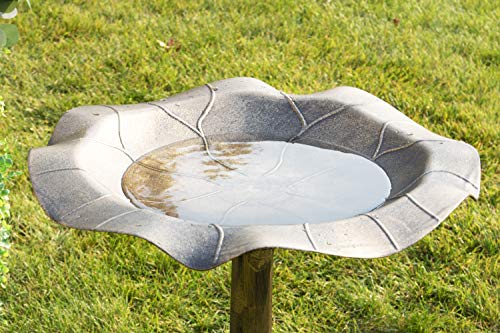 Pedestal Bird Bath Antique Fountain for Outdoor & Garden Decoration | 27 Inch Height | Steel Lily Pad Style