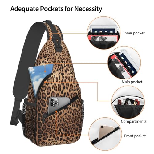 Leopard Print Skin Sling Backpack Crossbody Shoulder Bag Chest Bag Travel Chest Pack Casual Daypack For Women Men Hiking Sports Working - color: Black11