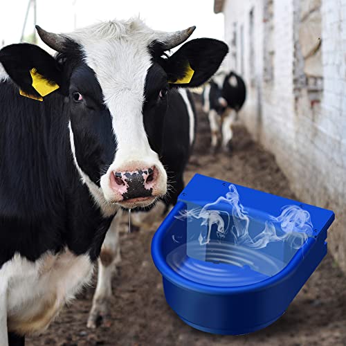 Automatic Heated Dog Waterer Bowl Feeder Constant Temperature Dispenser 3L Outdoor Thermal Bowl with Float Ball Valves for Pet Dog Horse Cattle Goat Sheep (Blue) - color: Blue
