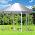 HITTITE Large Metal Chicken Coop with Run, 13.2 x 11.4 x 8.6 ft Walk in Poultry Cage Chicken Run Pen, Hexagonal Roof Outdoor Chicken Runs for Yard with Waterproof & Anti-UV Cover - size: 156.0"L x 156.0"W x 103.0"H