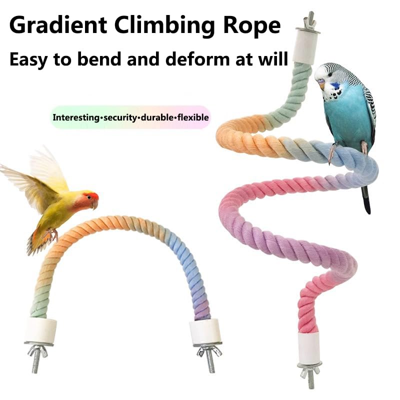 2Pcs Rope Perches for Bird Cages, Rope Perch for Parrots, Cockatiels & Parakeets, Bird Cage Accessories(L) - size: L(2pcs)