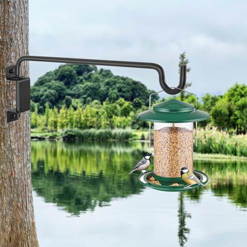 12 Inch Outdoor Hanging Brackets - 360° Swivel Plant Hanger with 12-Directional Adjustable Hook, Rust Resistant Solid Steel Wall Mount for Bird Feeders, Indoor/Outdoor Plants, Garden & Patio - color: Black, size: 12in-1-C-Swivel