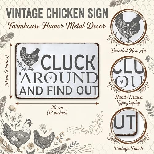 Smilelife Funny Chicken Gifts Chicken Tin Sign for Home Farm Chicken Coop Farmhouse Kitchen Garden Decor 8 X 12 Inch (3021) - color: Grey