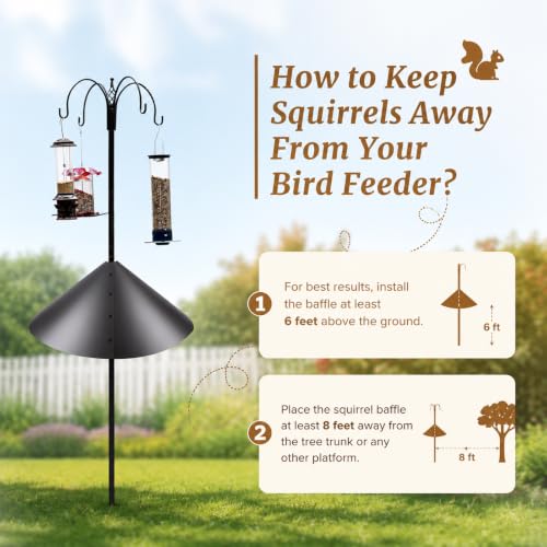 19 Inch Squirrel Baffle, Large Squirrel Proof Cone Guard Blocker, Outdoor Pole Mount Squirrel Deterrent for Bird Feeder Pole & Bird House, Wild Bird Feeder Accessories