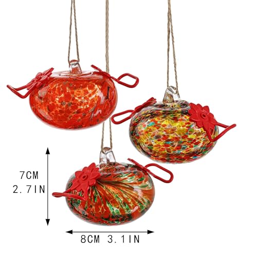 3PCS Glass Hummingbird Feeders for Outdoors Hanging Ant and Bee Proof - color: Color-D